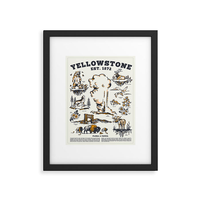 Yellowstone National Park Flora & Fauna Vintage Travel Poster Framed Art Print Gallery Image 1