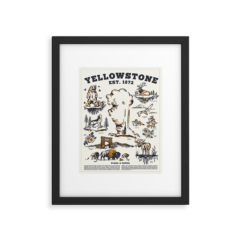 Yellowstone National Park Flora & Fauna Vintage Travel Poster Framed Art Print Gallery Image 5