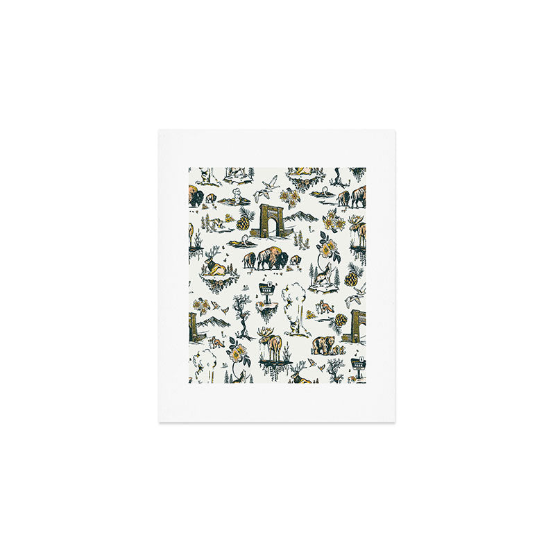 Yellowstone National Park Travel Pattern Design Art Print Gallery Image 1