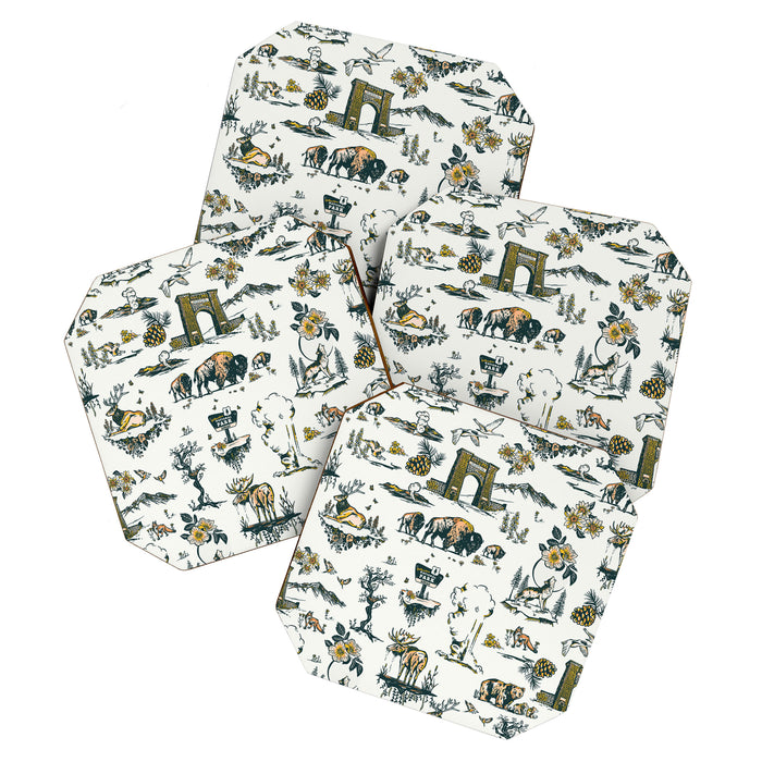 Yellowstone National Park Travel Pattern Design Coaster Gallery Image 1