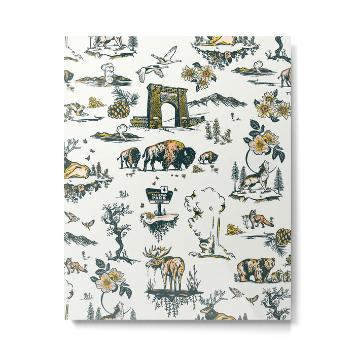 Yellowstone National Park Travel Pattern Design Metal Print Gallery Image 1
