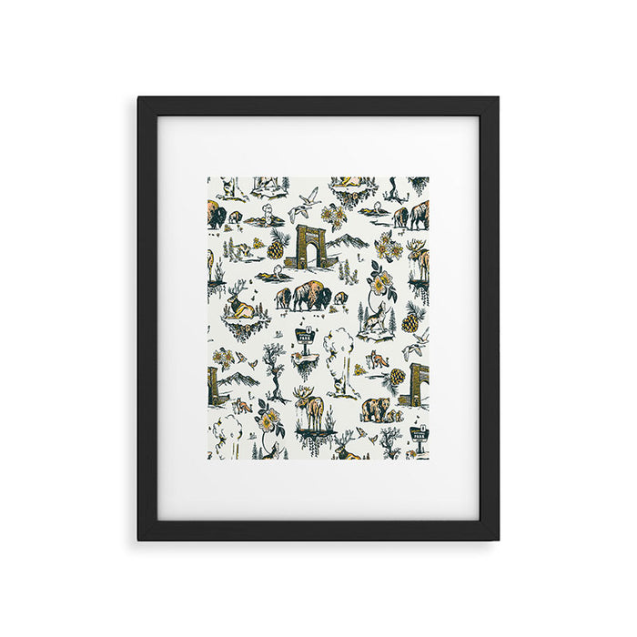 Yellowstone National Park Travel Pattern Design Framed Art Print Gallery Image 1