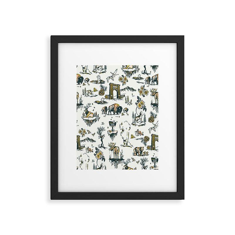 Yellowstone National Park Travel Pattern Design Framed Art Print Gallery Image 4