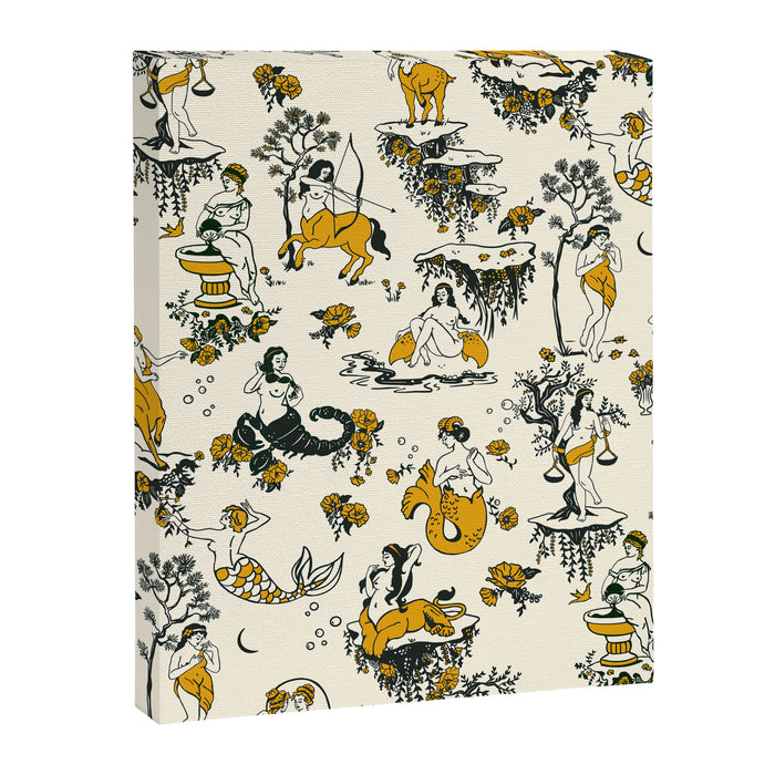 Zodiac Toile Pattern With Cream Colored Background. Canvas Print Gallery Image 1