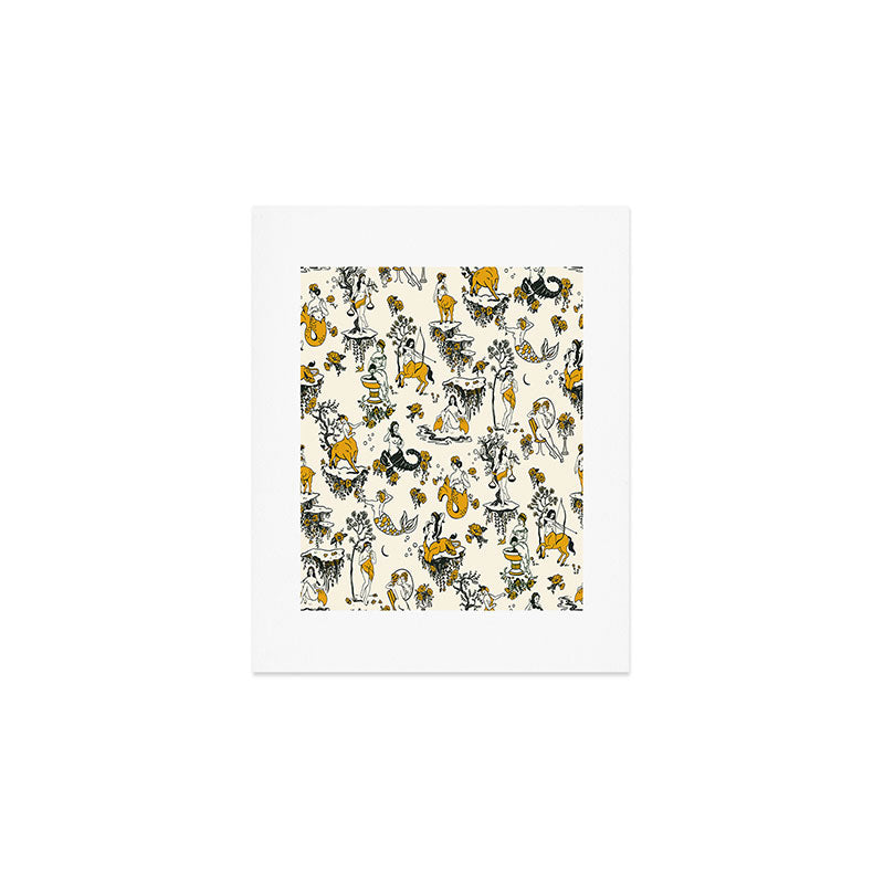 Zodiac Toile Pattern With Cream Colored Background. Art Print Gallery Image 1