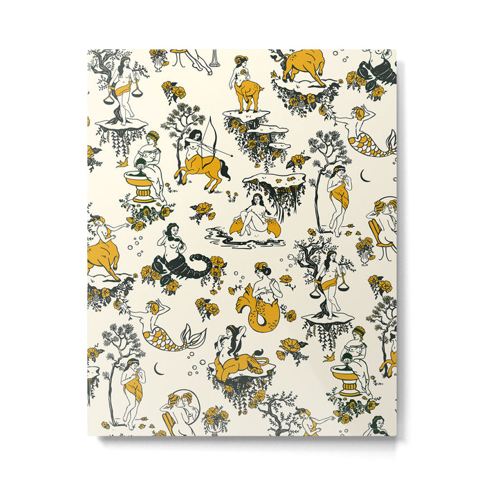 Zodiac Toile Pattern With Cream Colored Background. Metal Print Gallery Image 1