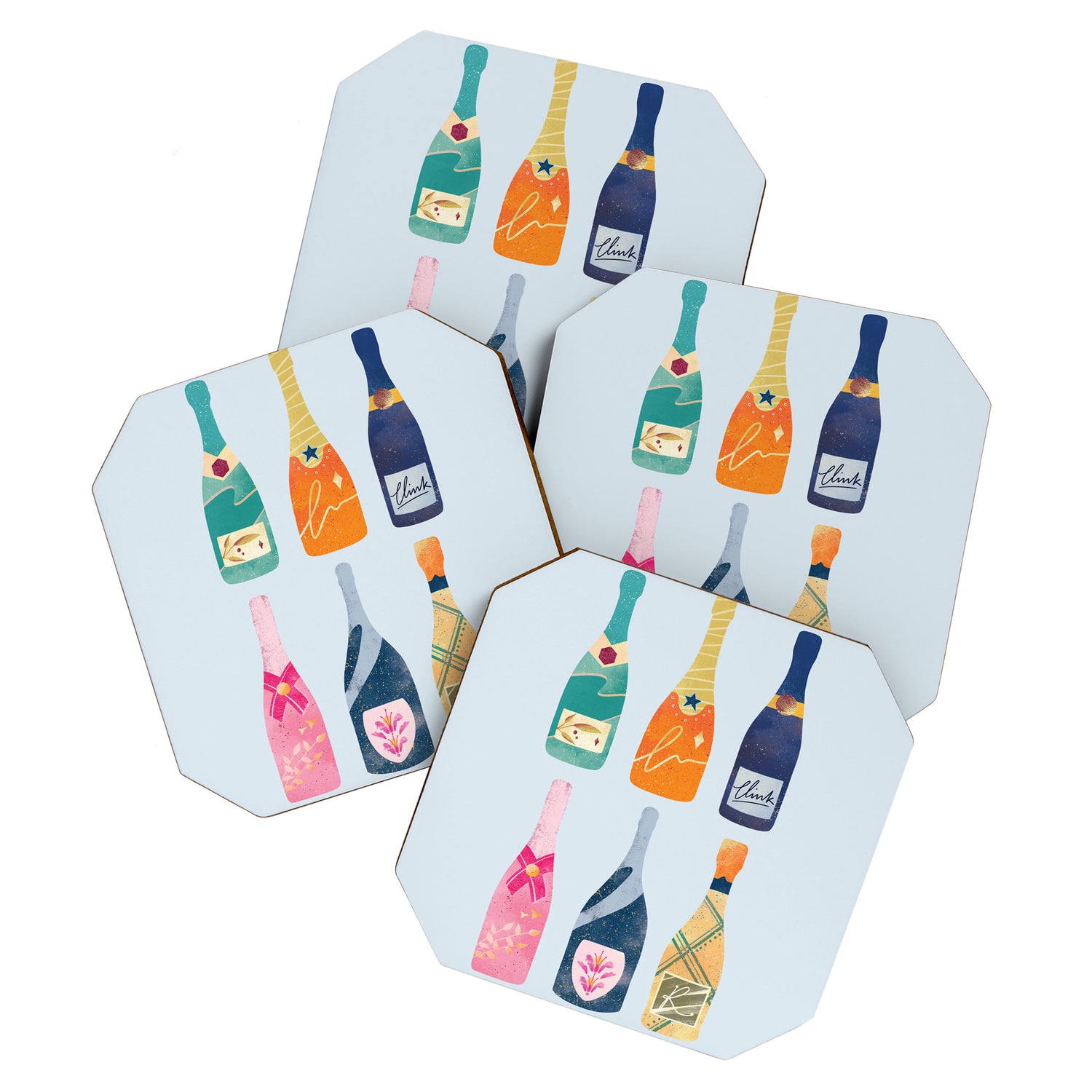 Champagne Bottles - Blue Ver. Coaster Gallery Image 1