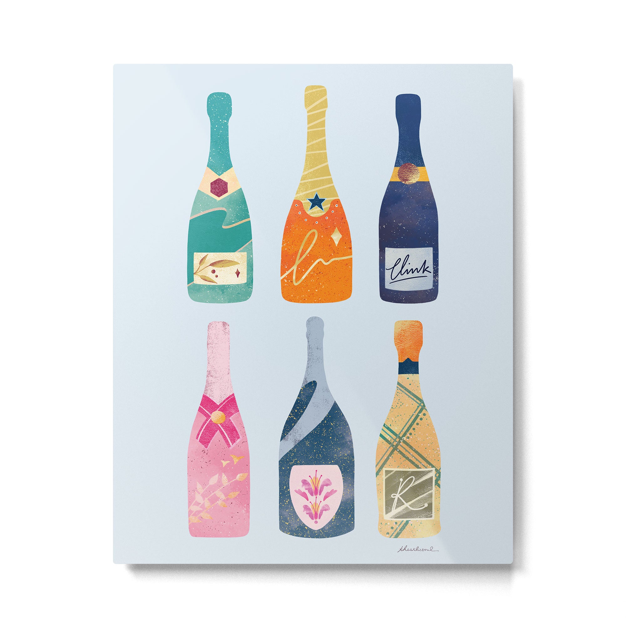 Champagne Bottles - Blue Ver. Metal Print Gallery Image 4
