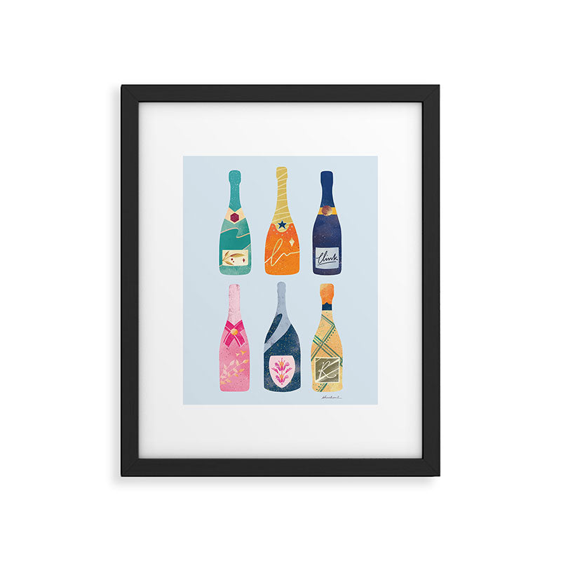 Champagne Bottles - Blue Ver. Framed Art Print Gallery Image 5