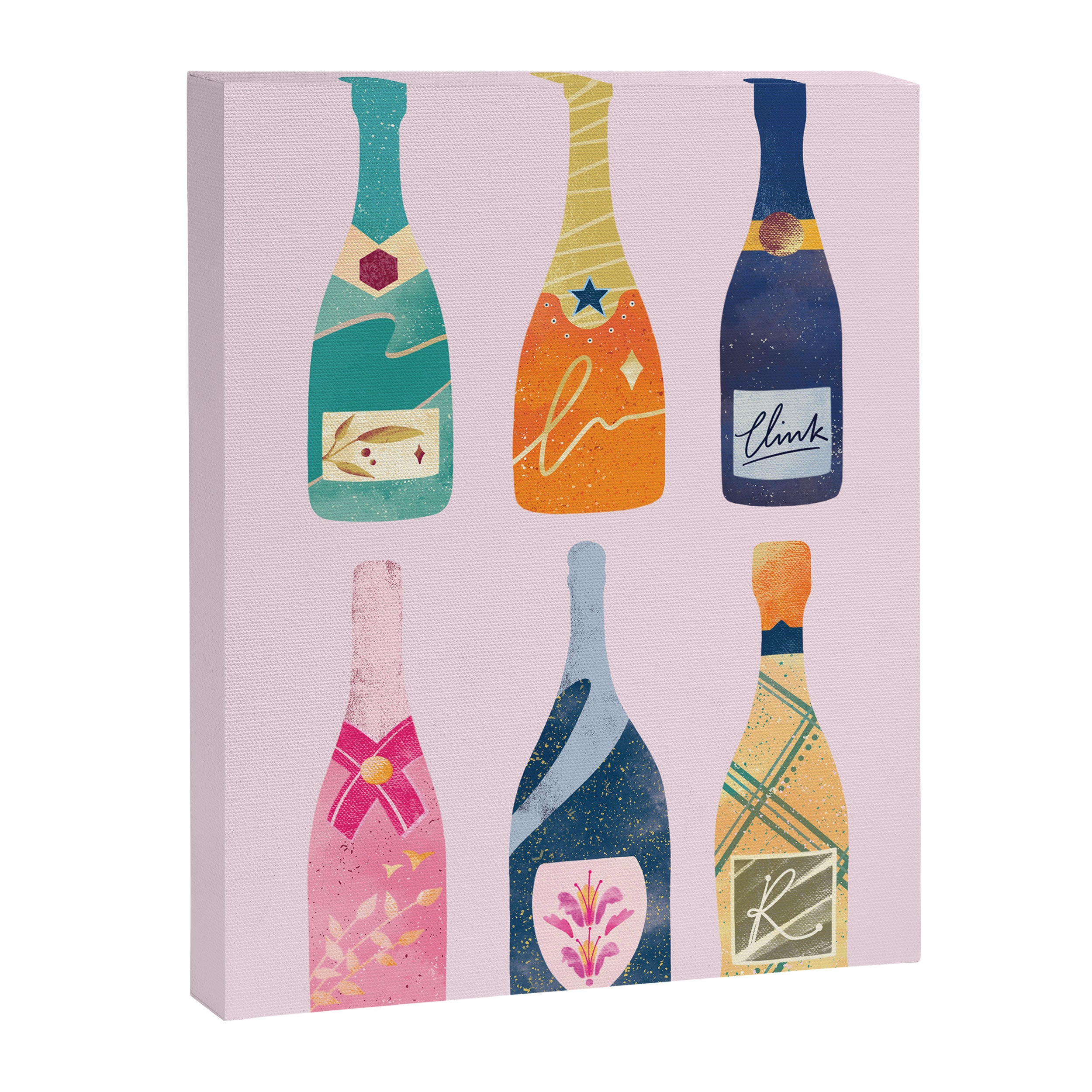 Champagne Bottles - Pink Ver. Canvas Print Gallery Image 6