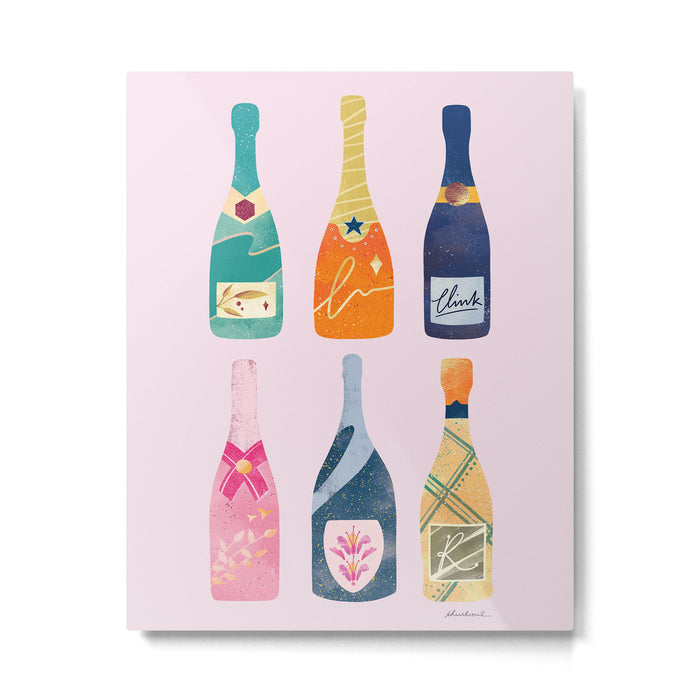 Champagne Bottles - Pink Ver. Metal Print Gallery Image 1