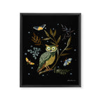 Moonlit Owl and Fluttering Moths Framed Canvas Print Gallery Image 8