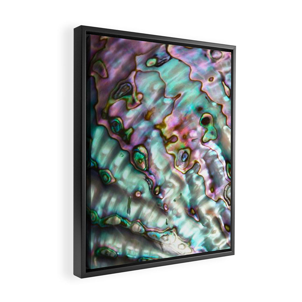 Glowing Cotton Candy Pink & Green Abalone Mother of Pearl Framed Canvas Print Gallery Image 2