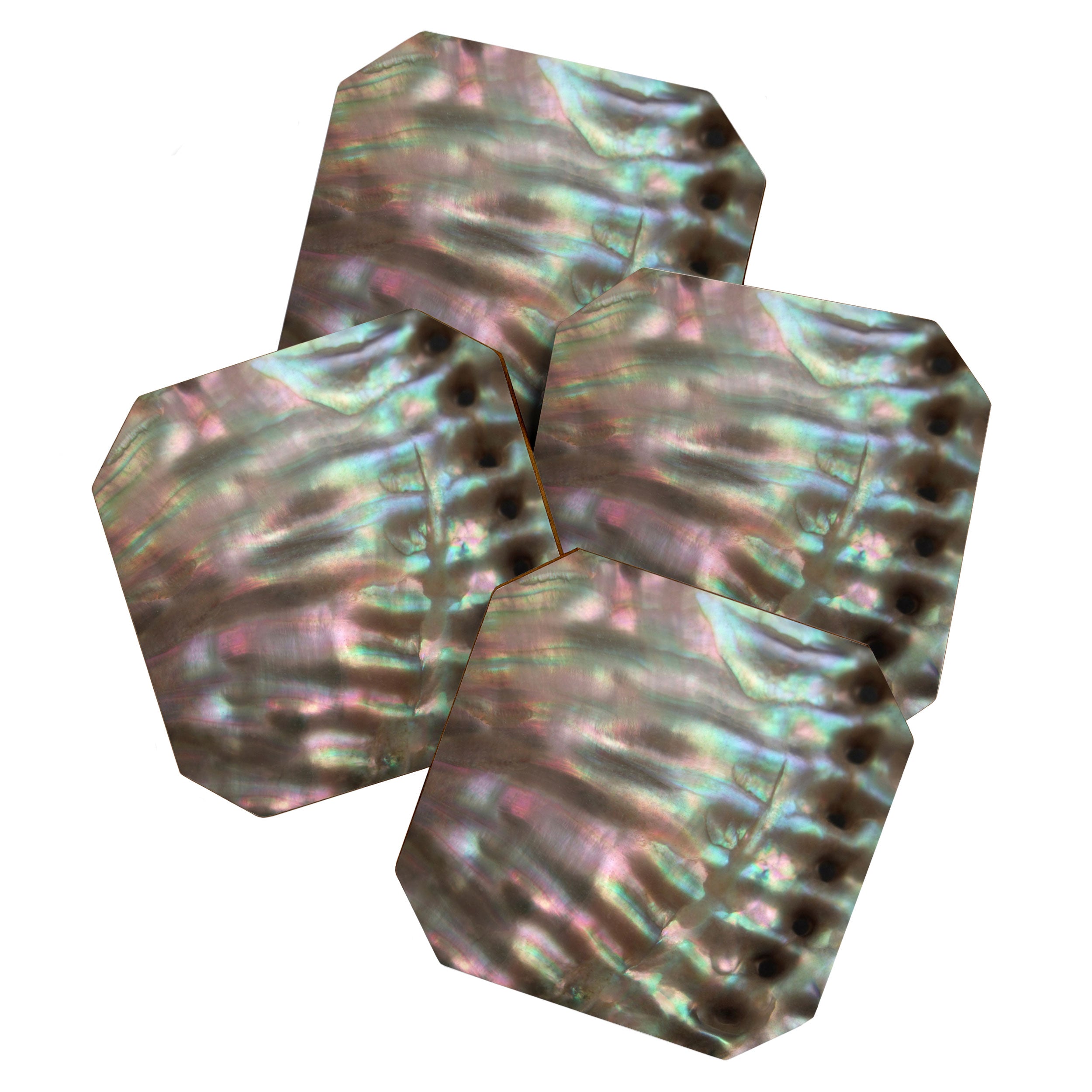 Shimmery Greenish Pink Abalone Mother of Pearl Coaster Gallery Image 1