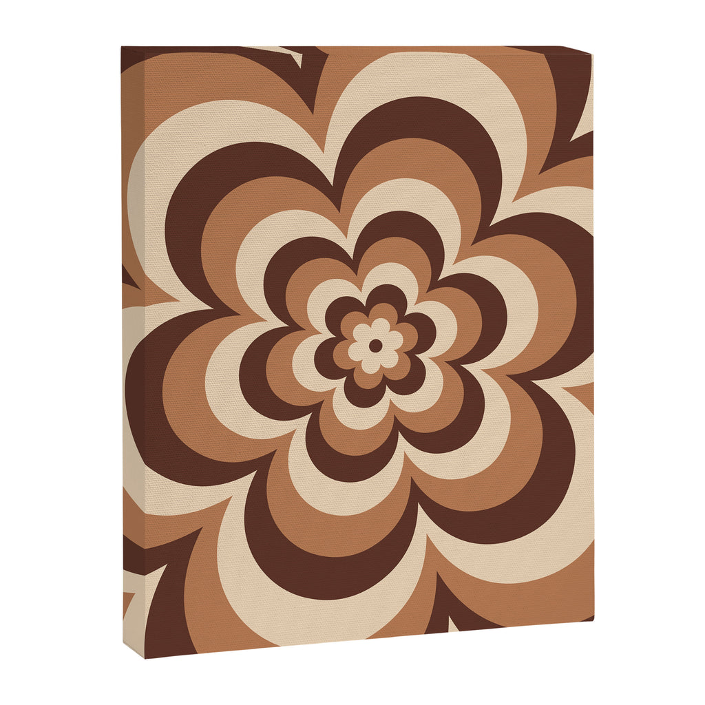 70s Retro Flower Power in Coffee Brown Canvas Print Gallery Image 6