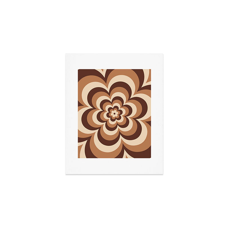 70s Retro Flower Power in Coffee Brown Art Print Gallery Image 1