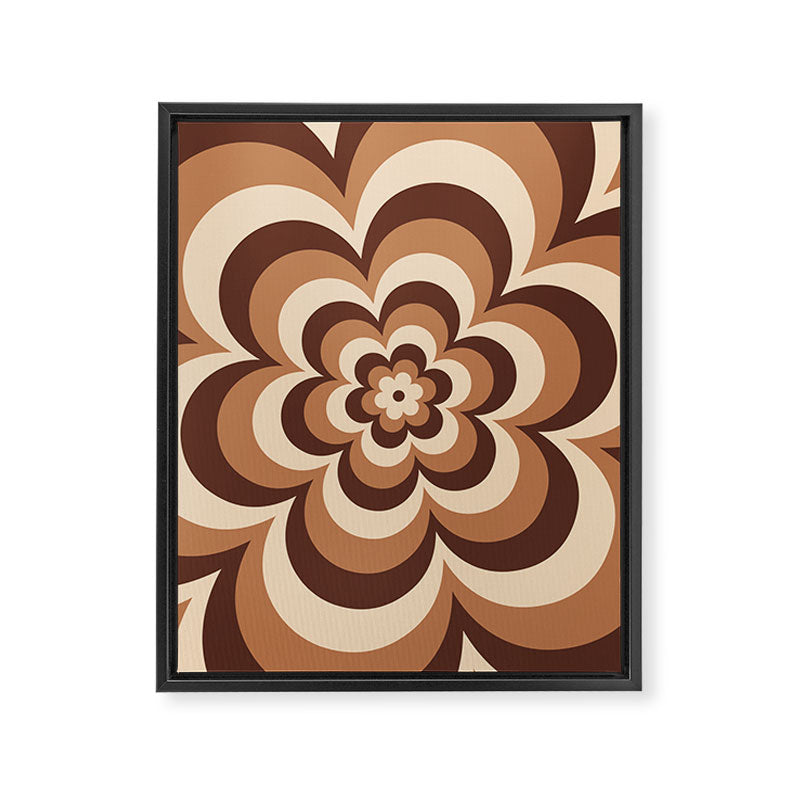 70s Retro Flower Power in Coffee Brown Framed Canvas Print Gallery Image 6