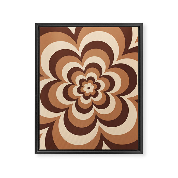70s Retro Flower Power in Coffee Brown Framed Canvas Print Gallery Image 1