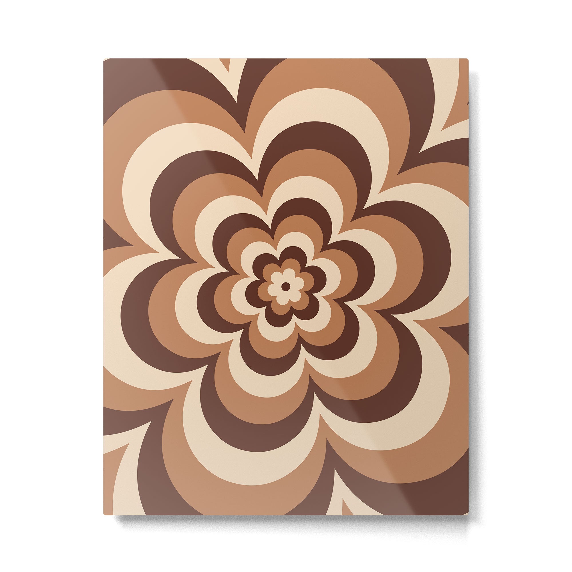 70s Retro Flower Power in Coffee Brown Metal Print Gallery Image 4