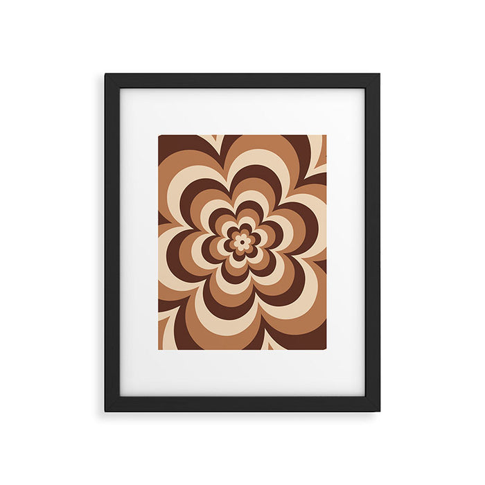 70s Retro Flower Power in Coffee Brown Framed Art Print Gallery Image 1
