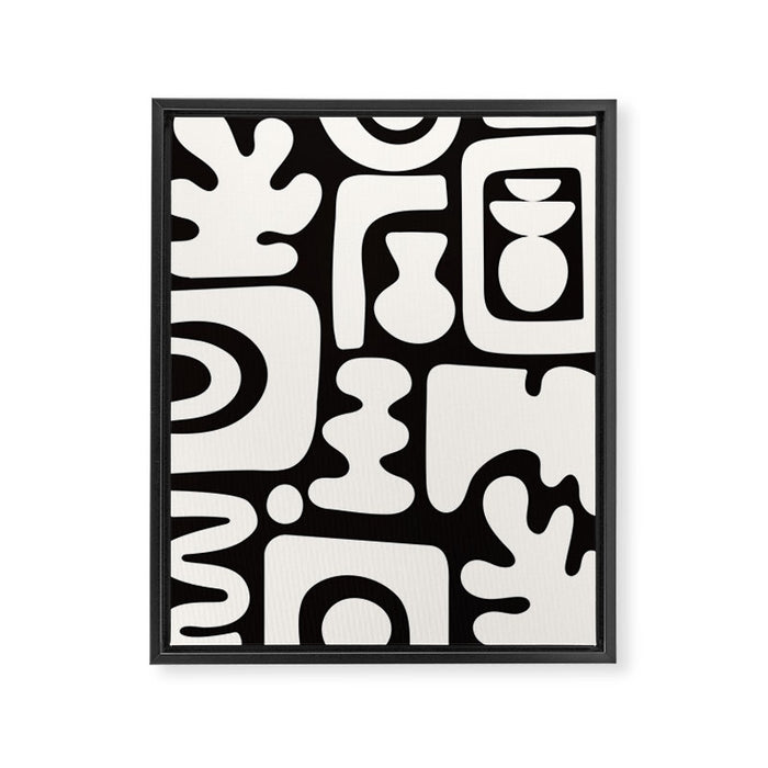 Abstract Black&White Cutouts Framed Canvas Print Gallery Image 1