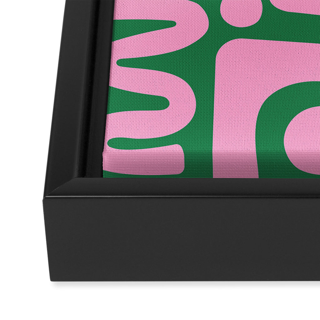 Abstract Green & Pink Decoupage Cutouts Framed Canvas Print Gallery Image 3