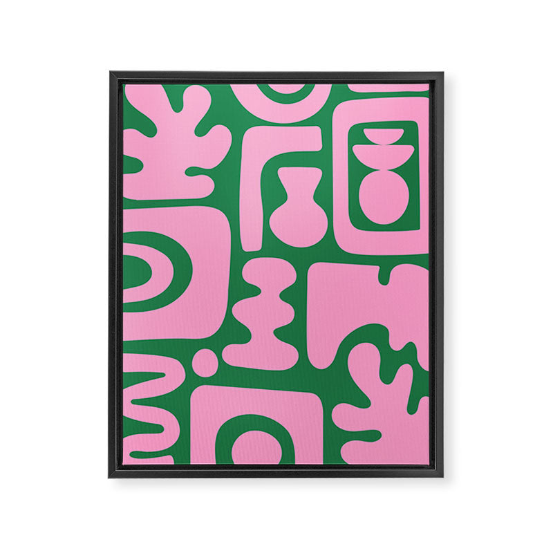 Abstract Green & Pink Decoupage Cutouts Framed Canvas Print Gallery Image 6