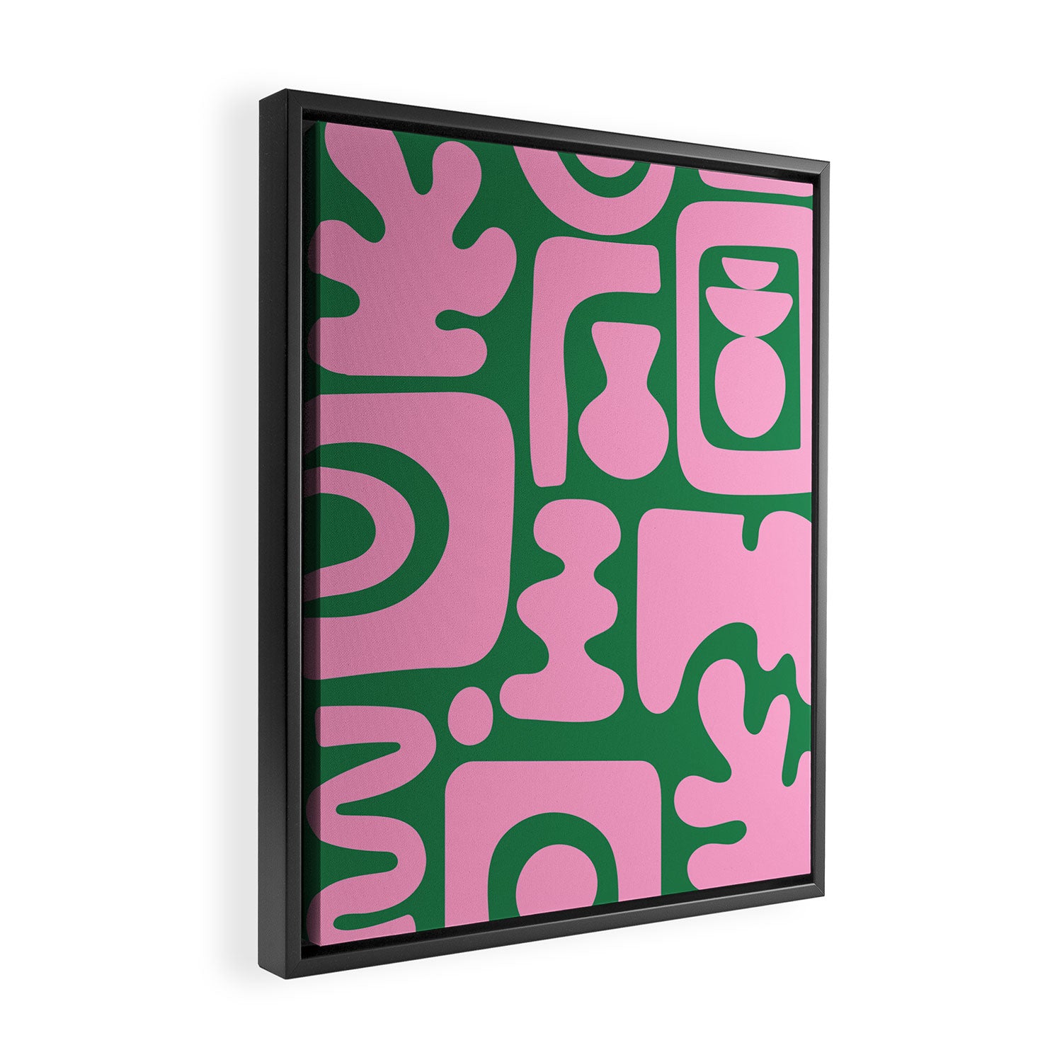 Abstract Green & Pink Decoupage Cutouts Framed Canvas Print Gallery Image 2