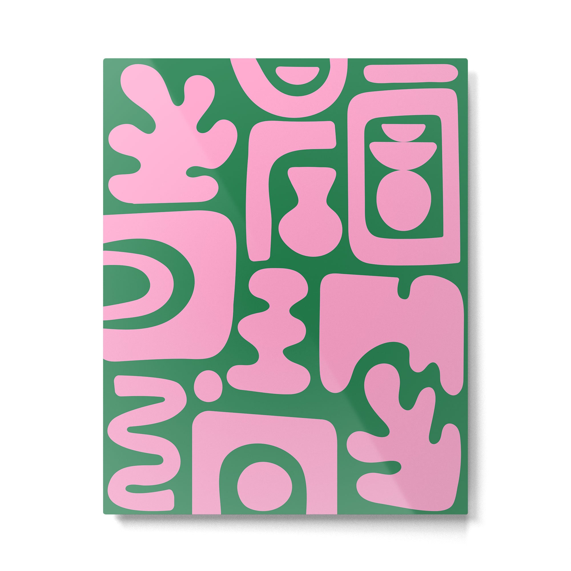 Abstract Green & Pink Decoupage Cutouts Metal Print Gallery Image 4