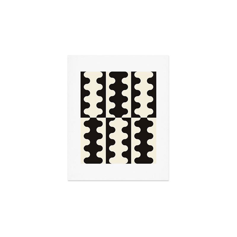 Abstract Mid-Century Black & White Wavy Pattern Art Print Gallery Image 1