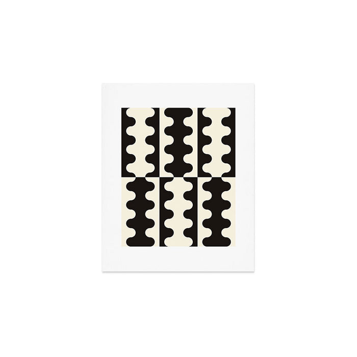 Abstract Mid-Century Black & White Wavy Pattern Art Print Gallery Image 1