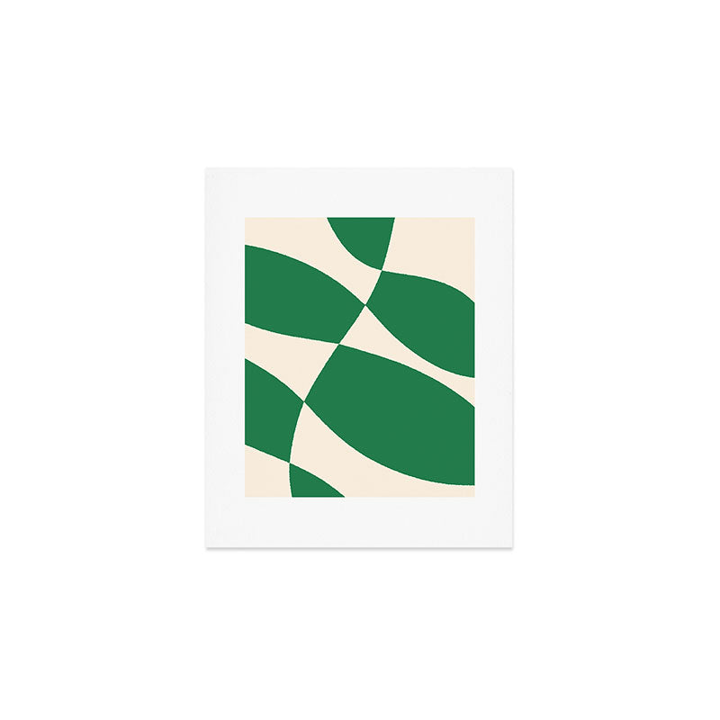 Abstract Mid-Century Composition in Green & Off White Art Print Gallery Image 1