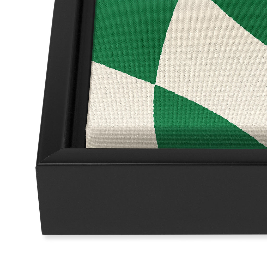Abstract Mid-Century Composition in Green & Off White Framed Canvas Print Gallery Image 3