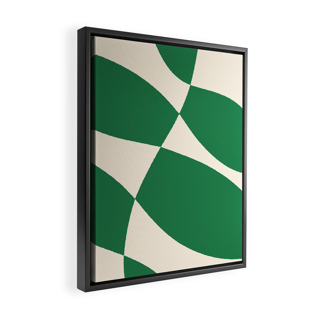 Abstract Mid-Century Composition in Green & Off White Framed Canvas Print Gallery Image 2