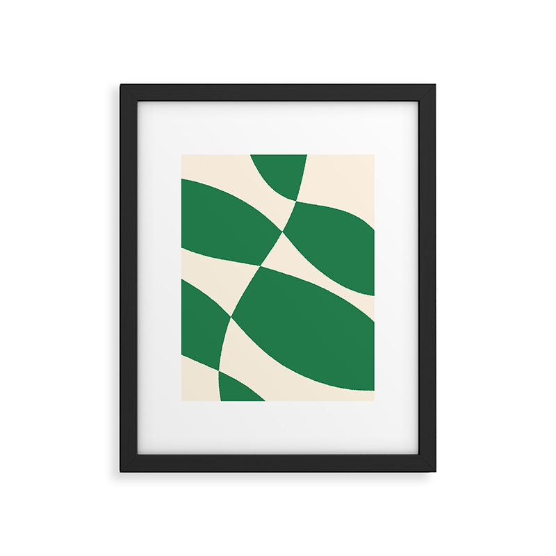 Abstract Mid-Century Composition in Green & Off White Framed Art Print Gallery Image 5