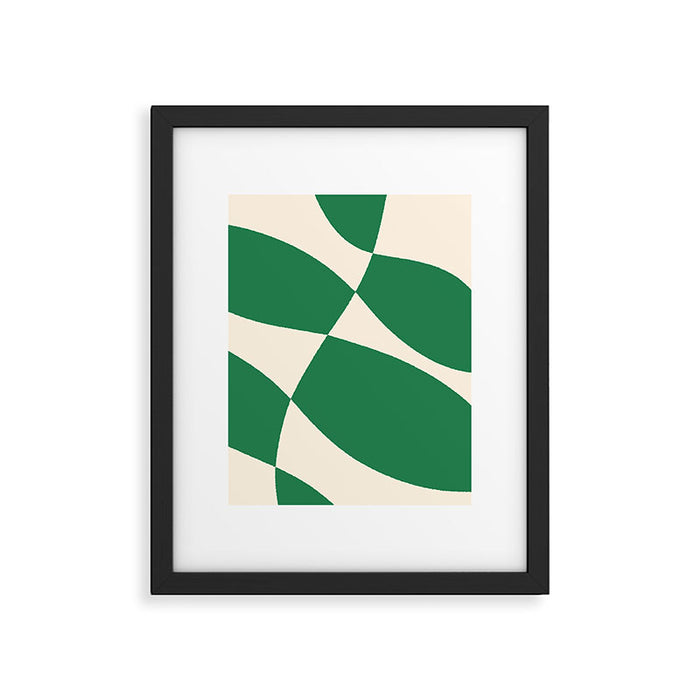 Abstract Mid-Century Composition in Green & Off White Framed Art Print Gallery Image 1