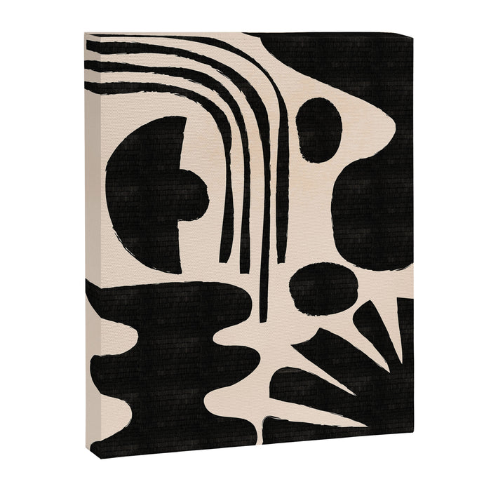 Abstract Mid-Century Modern Black and Beige Composition Canvas Print Gallery Image 1