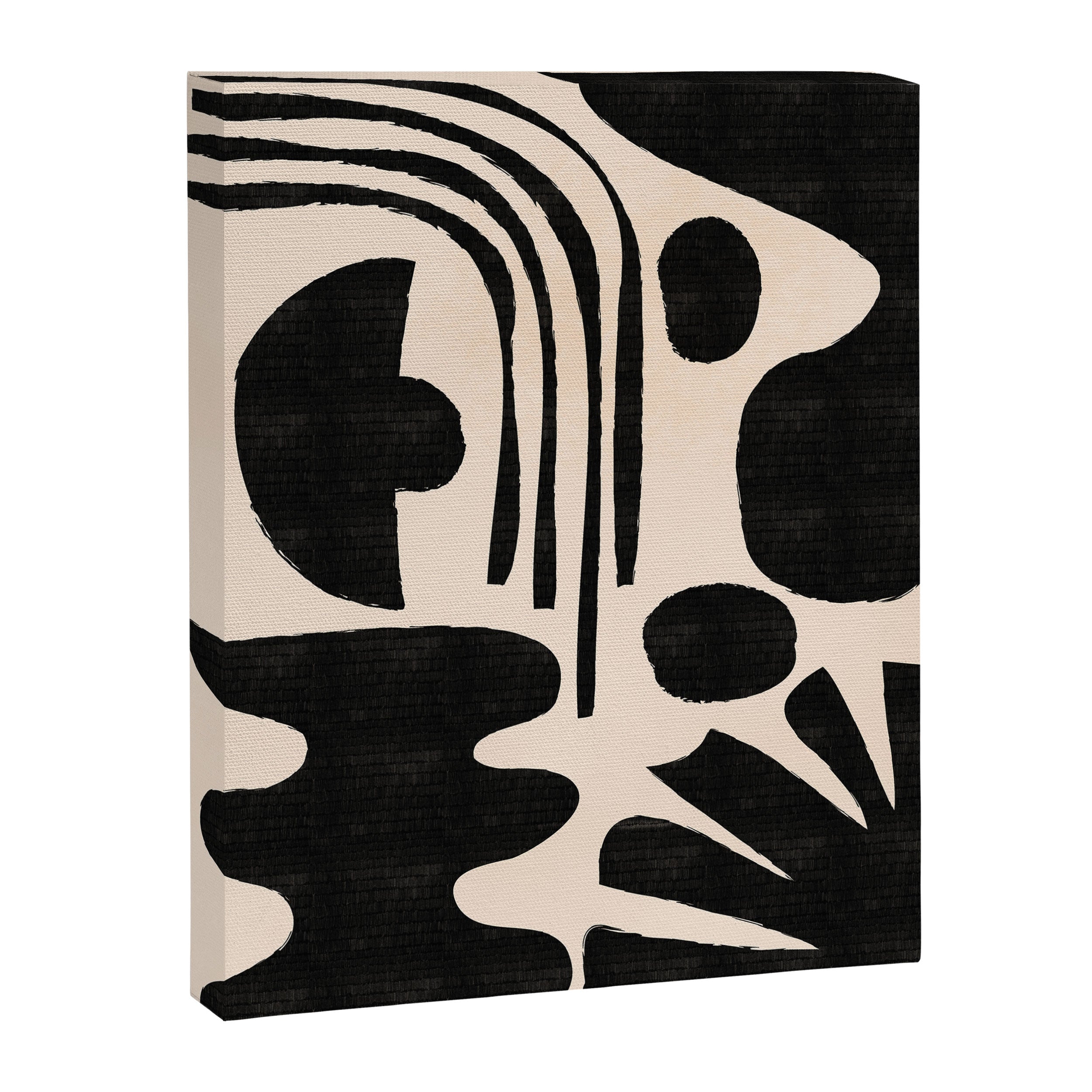 Abstract Mid-Century Modern Black and Beige Composition Canvas Print Gallery Image 6