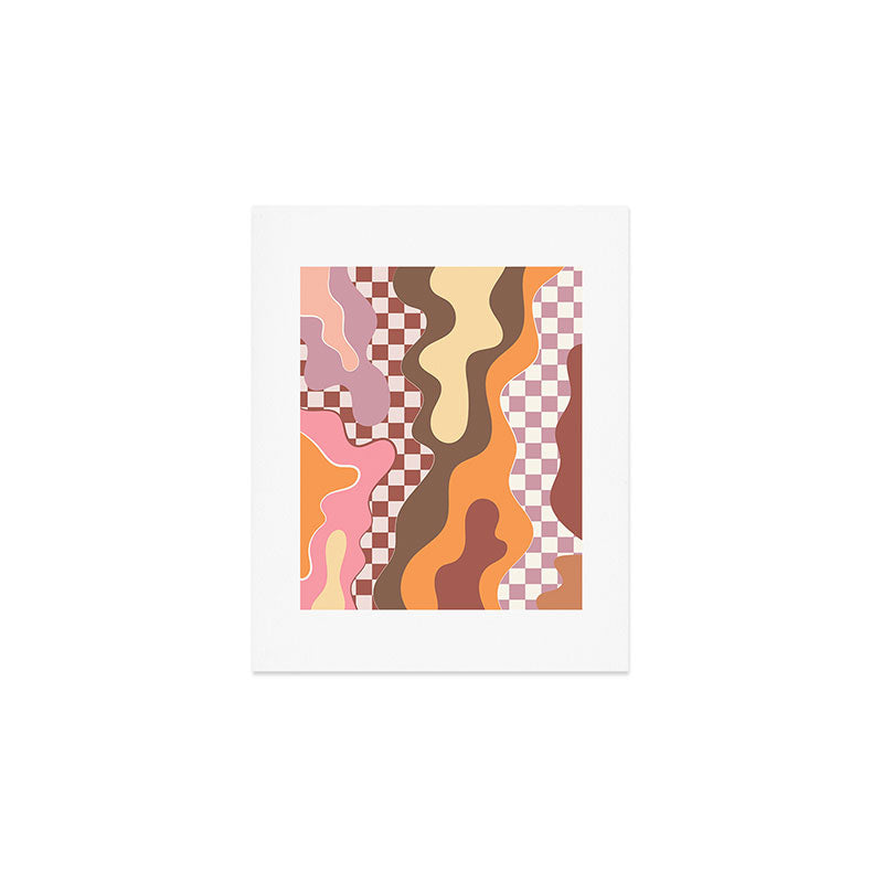 Abstract Swirls with Check Art Print Gallery Image 1