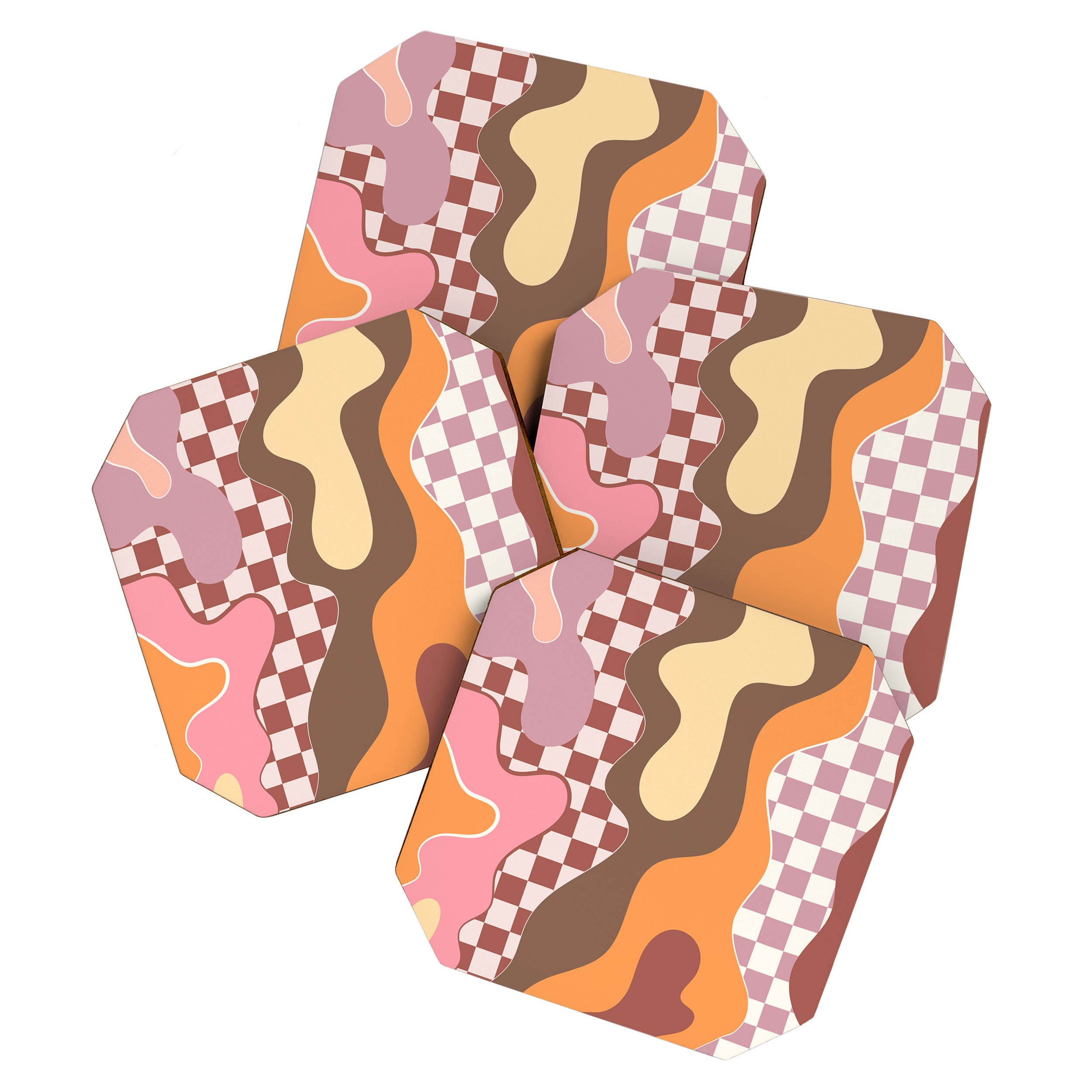 Abstract Swirls with Check Coaster Gallery Image 1