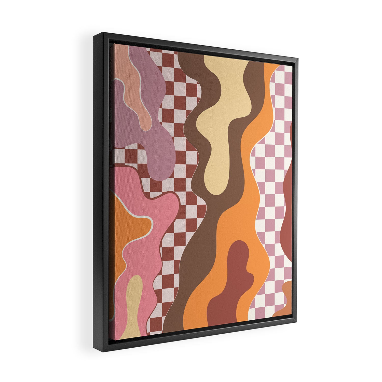 Abstract Swirls with Check Framed Canvas Print Gallery Image 2