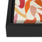 Abstract Wavy Checkerboard in Orange, Pink & Yellow Framed Canvas Print Gallery Image 3