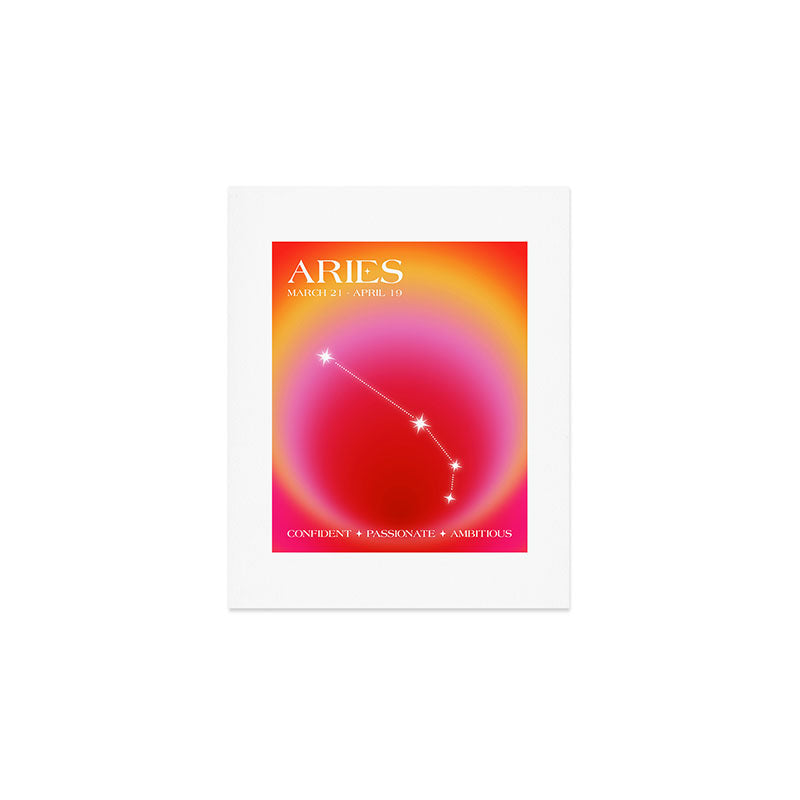 Aries Star Sign Constellation, Aura Gradient Zodiac Art Art Print Gallery Image 1