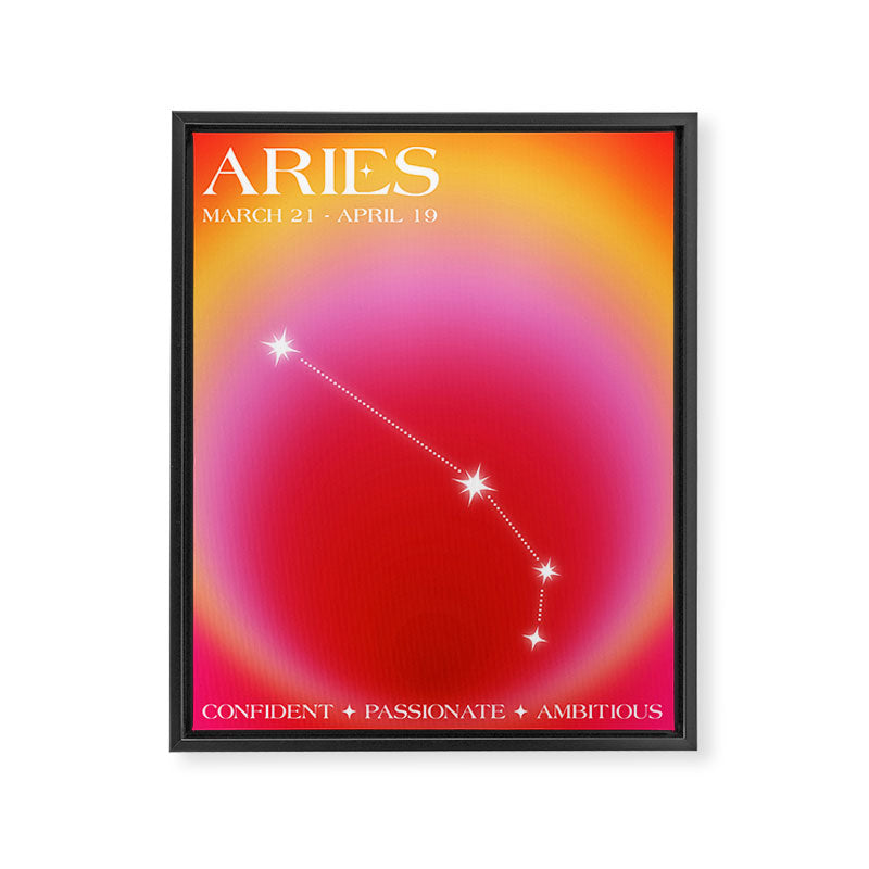 Aries Star Sign Constellation, Aura Gradient Zodiac Art Framed Canvas Print Gallery Image 6