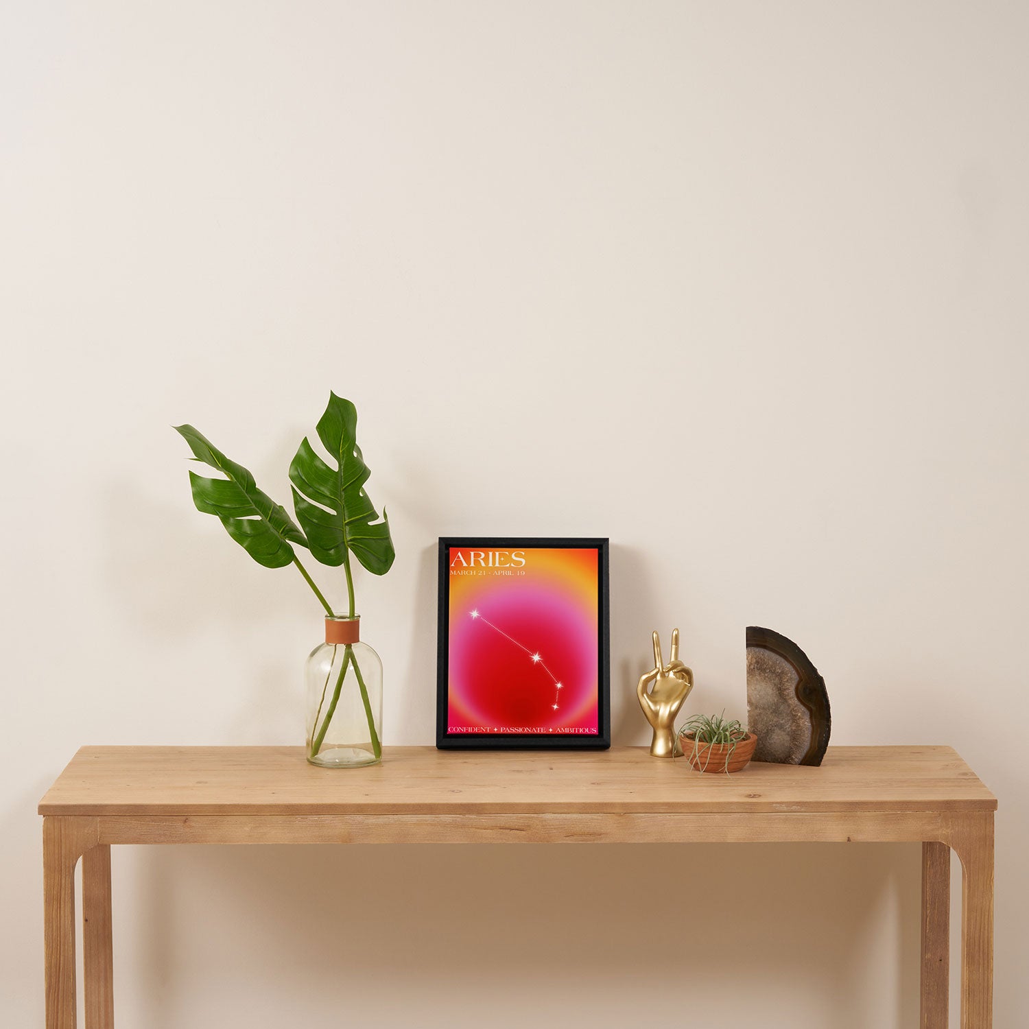 Aries Star Sign Constellation, Aura Gradient Zodiac Art Framed Canvas Print Gallery Image 4