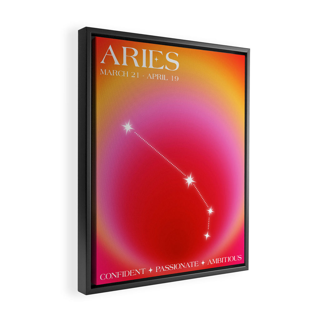 Aries Star Sign Constellation, Aura Gradient Zodiac Art Framed Canvas Print Gallery Image 2