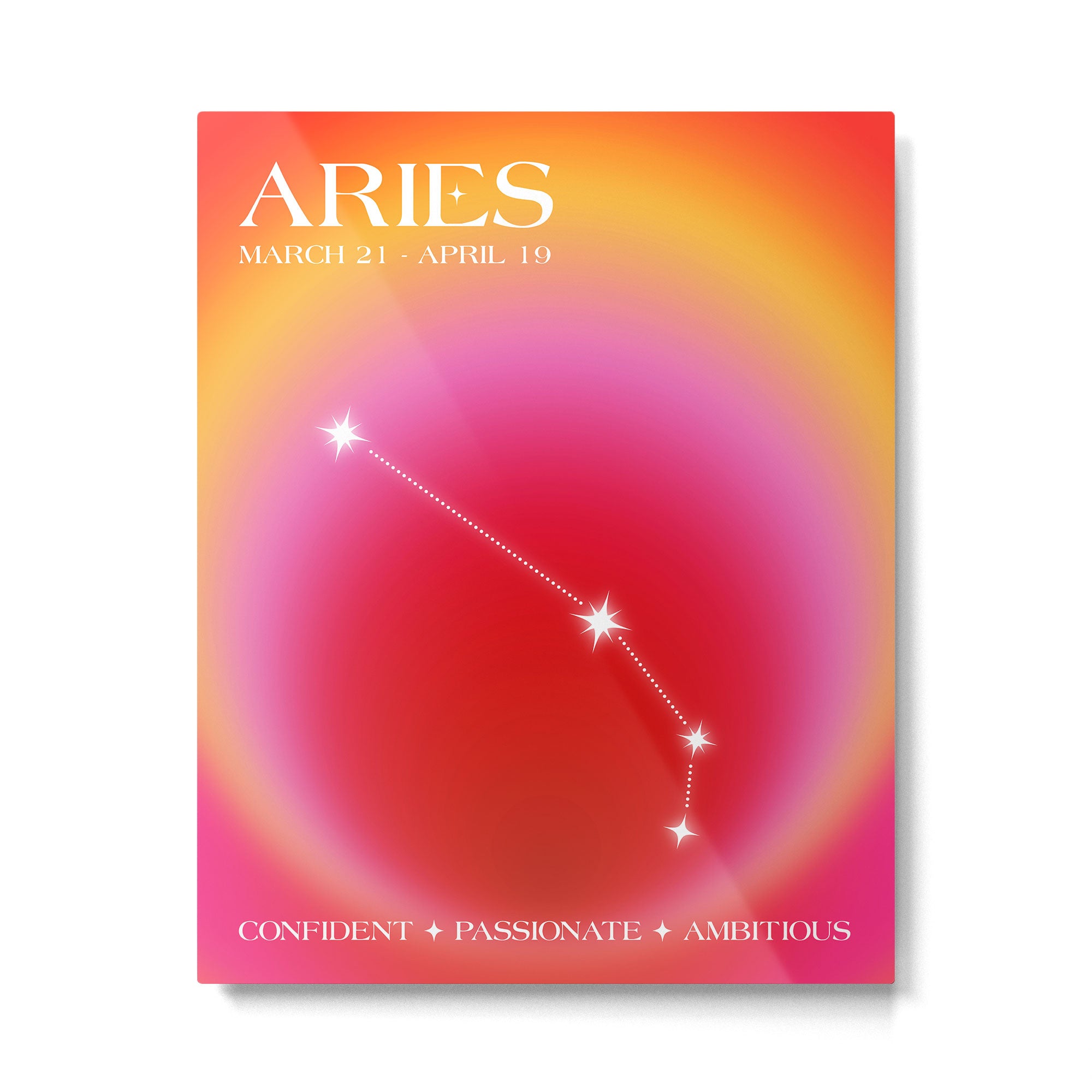 Aries Star Sign Constellation, Aura Gradient Zodiac Art Metal Print Gallery Image 4