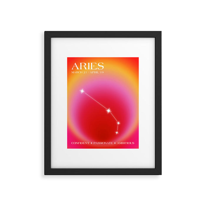 Aries Star Sign Constellation, Aura Gradient Zodiac Art Framed Art Print Gallery Image 1