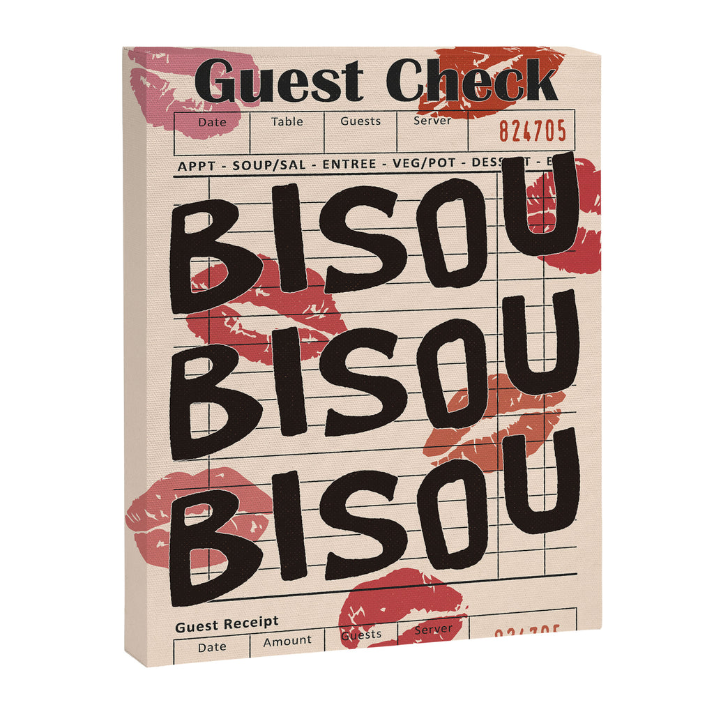 Bisou Bisou. Retro Guest Check  Canvas Print Gallery Image 6