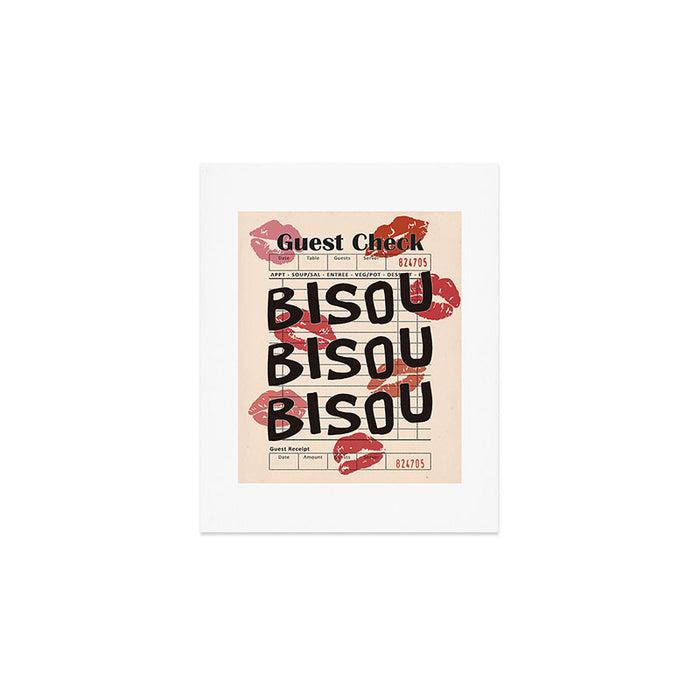 Bisou Bisou. Retro Guest Check  Art Print Gallery Image 1